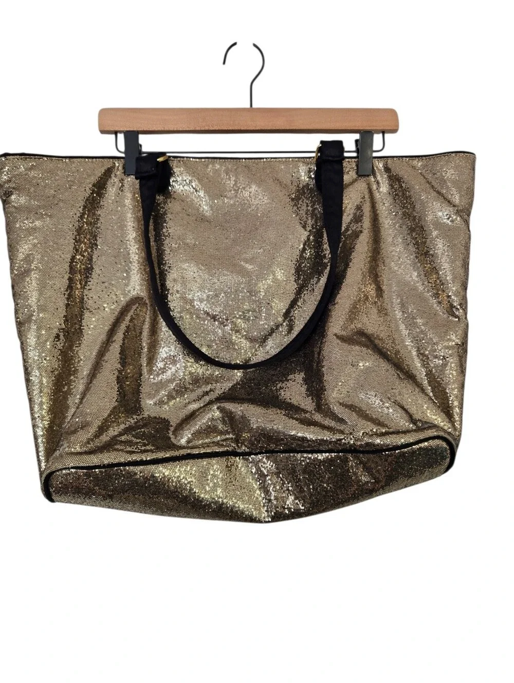 ✨ Victoria's Secret Gold Metallic Oversized Weekender Tote Bag | Large Travel Sh